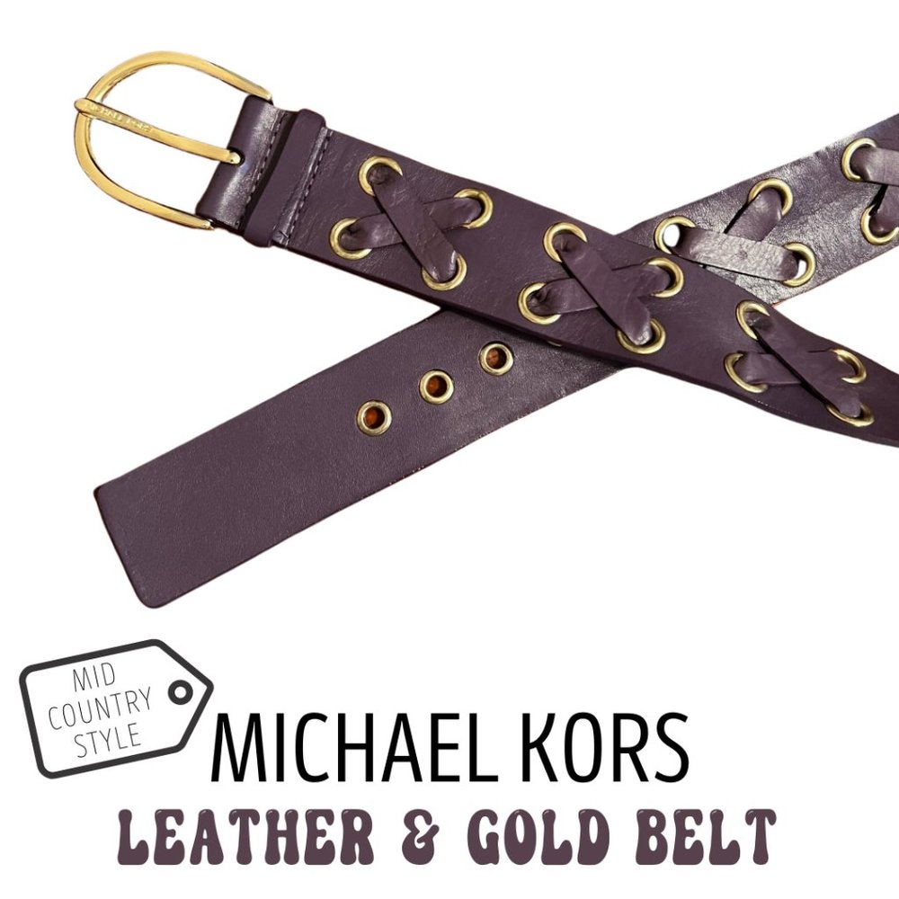 MICHAEL KORS • Leather Belt • Purple & Gold
